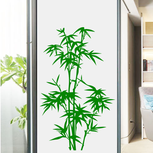竹子玻璃门玄关墙面镂空室内贴纸