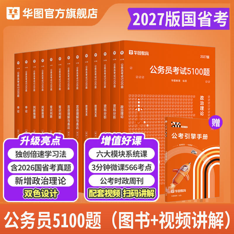 行测5000题2027华图公务员考试2026国考省考行测五千题刷题和公务员考试申论100国考历年真题卷广东四川江苏上海市考2026考公资料