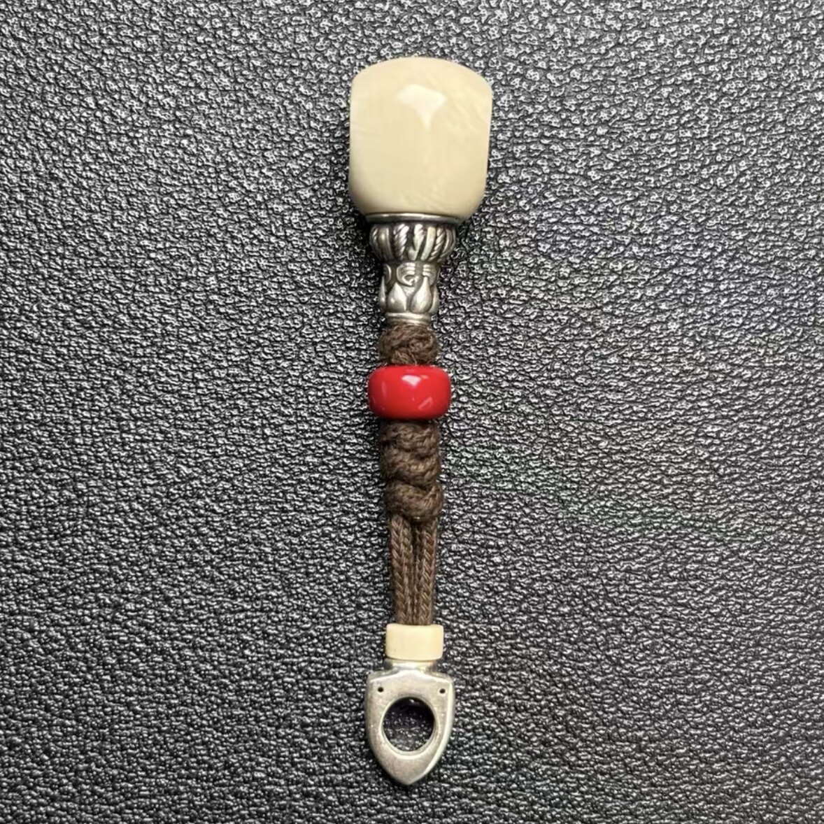 冰料微纹猛犸三通套装榫卯工艺纯手工制纯银塔头尾束文玩配饰