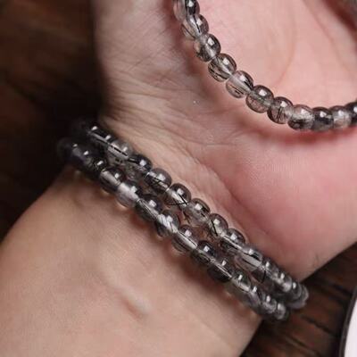 黑发晶老型手串精工归圆