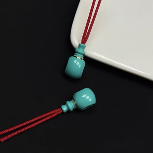 蓝色密胺料器三通手串108文玩配饰通体18K金腰带对孔约11mm