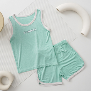 儿童睡衣冰感莫代尔夏季无袖背心短裤套装夏款男童女童空调家居服