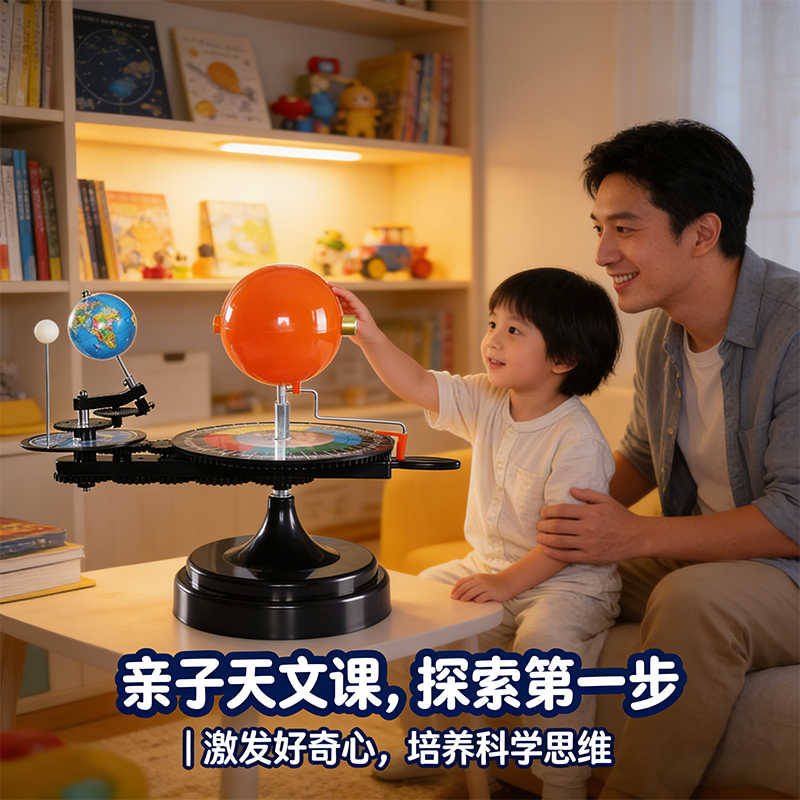 太阳月亮地球三球运行仪 带灯初高中学生用教学模拟仪器 三球仪模型