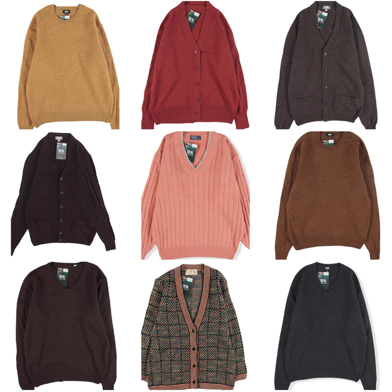 古着vintage复古羊毛衫套头V圆领