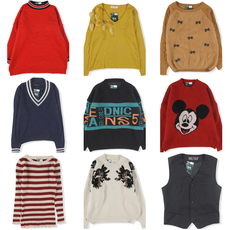 古着vintage复古纯撞色波普毛衣