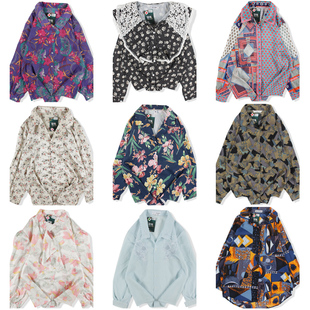 vintage日系复古着港风宽松衬衣油画巴洛克长袖 男女701 碎印花衬衫