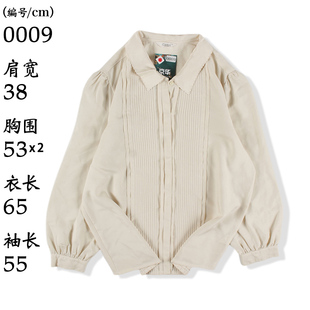 古着vintage复古日制纯色白衬衫 衬衣068 男女宽松气质港风印花长袖