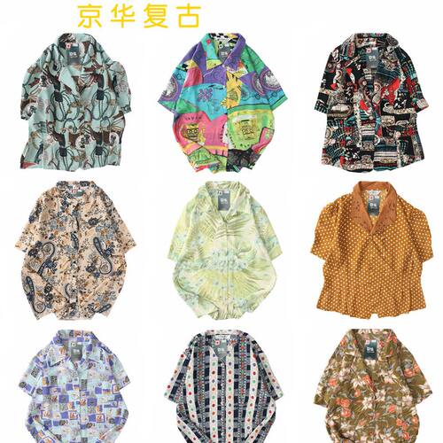 vintage古着感短袖衬衫复古雪纺