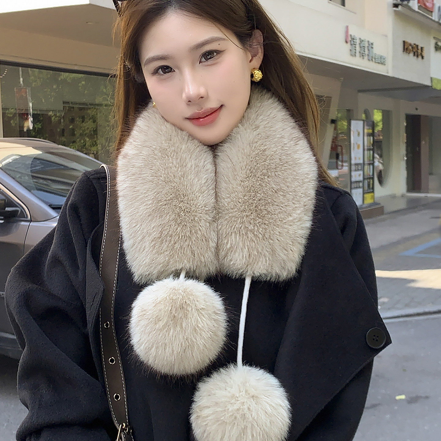 双面毛环保仿狐狸毛围巾女冬皮草围脖保暖百搭磁吸款加厚毛绒护颈