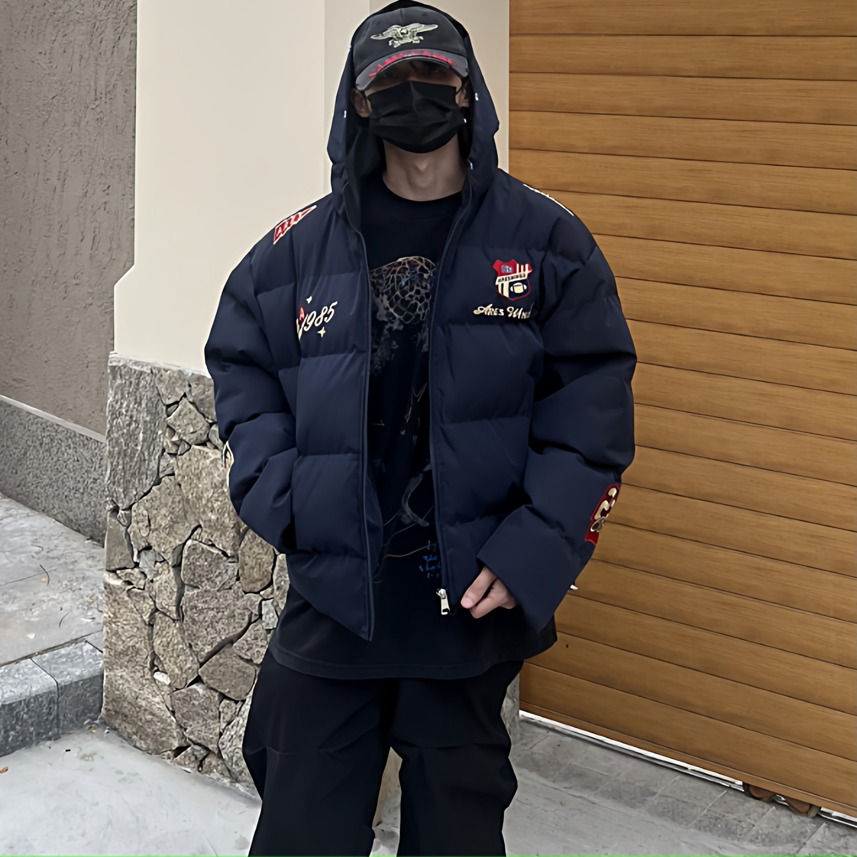 美式复古刺绣hiphop棉服毛领可拆卸设计男女冬季加厚保暖外套棉衣,男装,棉衣,淘宝优惠券,粉丝福利购,淘宝优惠卷