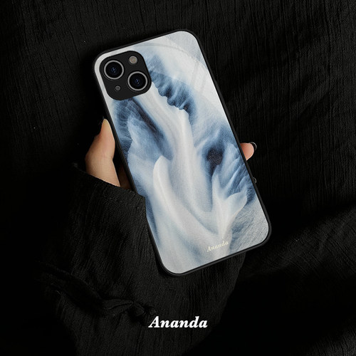 高级小众寂宅风抽象自然手机壳适用iphone16promax苹果14简约15液态钢化玻璃全包软边13防摔保护套华为vivo12
