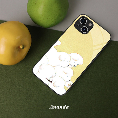 趣味可爱小狗们适用iPhone16promax苹果15手机壳14plus液态钢化玻璃防摔13小众艺术不会撞壳12全包软壳15Pro