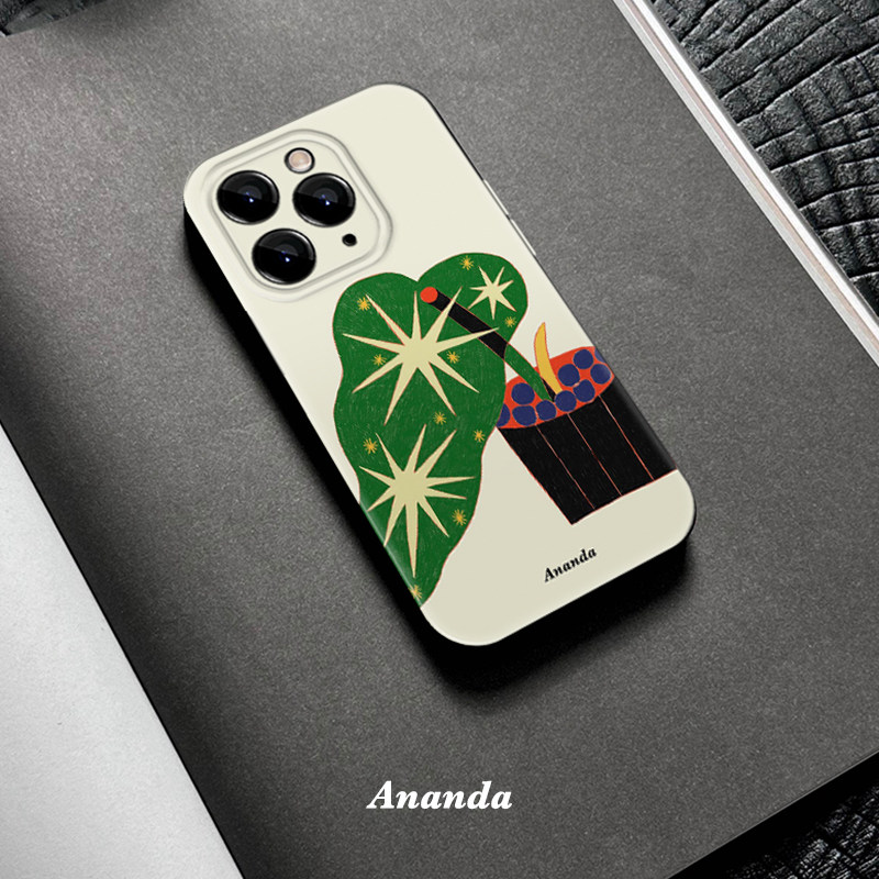原创绿植物苹果15pro手机壳iphone14promax13全包12适用于华为Mate自然保护套手绘花烛帝王艺术新款OPPO一加9图片