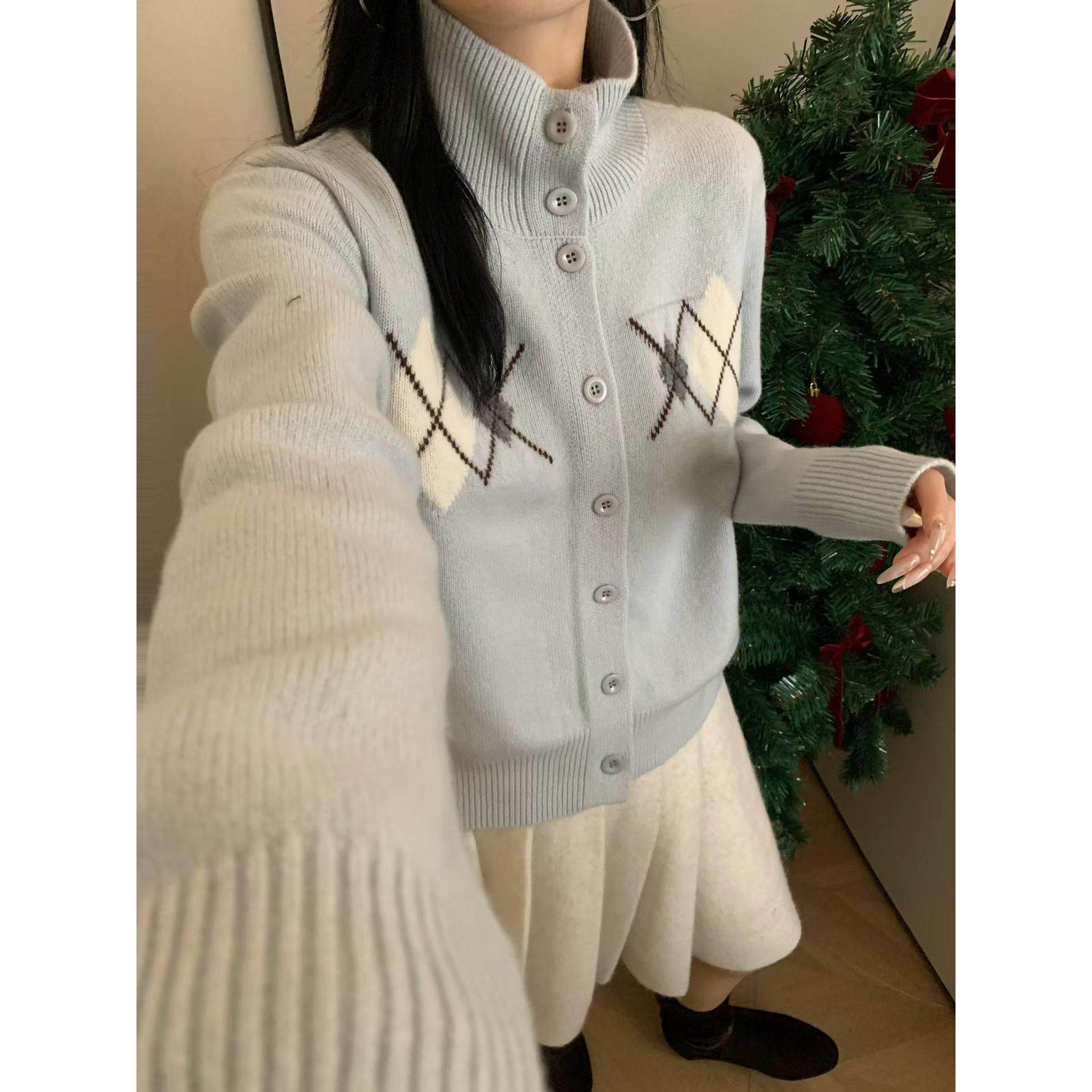 定制100羊毛衫2025春新款时尚百搭圆领长袖针织衫女宽松显瘦上衣