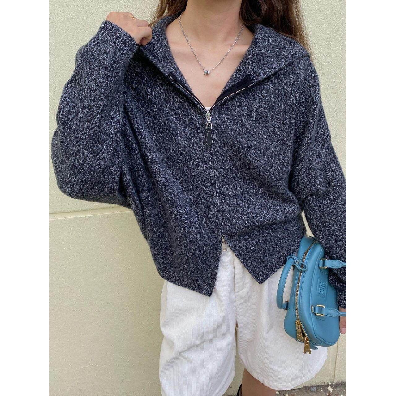 定制100羊毛2025冬季新款时尚百搭连帽长袖针织衫女宽松显瘦上衣