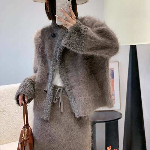 羊毛衫100套装高级感兔毛开衫女慵懒风系带加厚毛衣外套减龄百搭