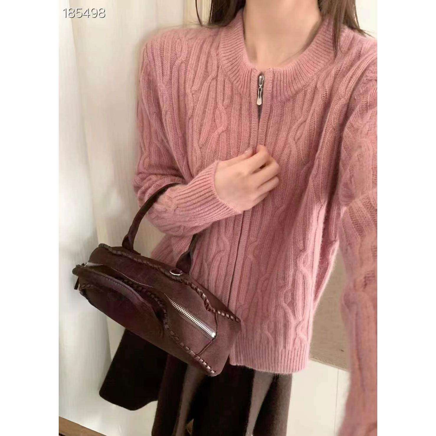 定制100羊毛衫2025春季新款时尚百搭圆领长袖针织衫宽松显瘦上衣