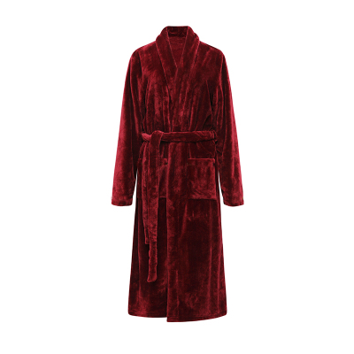 柔软黑色情侣法兰绒加厚睡袍男女