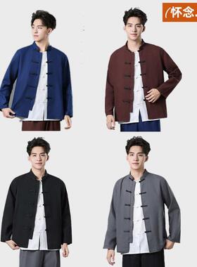 新款农民装粗布上衣外套陕北百姓服马褂民国怀旧演出服复古民族风