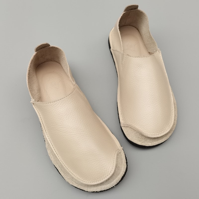 夏秋季透气里外纯牛皮一脚蹬单鞋