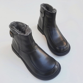 真皮纯羊毛大头宽版 男短靴外贸原单纯皮头层牛皮保暖骑士棉靴冬季