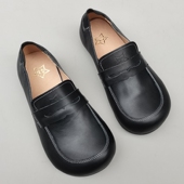 纯皮外贸肥胖脚芒果大头层牛皮透气休闲防滑软底单鞋 真皮宽版 女鞋