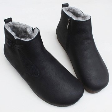 羊皮毛一体加男士冬季羊绒皮夹克厚保暖雪地靴男