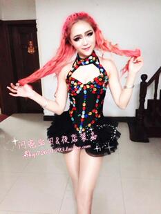 领舞服性感DJ女歌手时尚 缝钻连体演出服服 新款 夜店酒吧DS舞台装