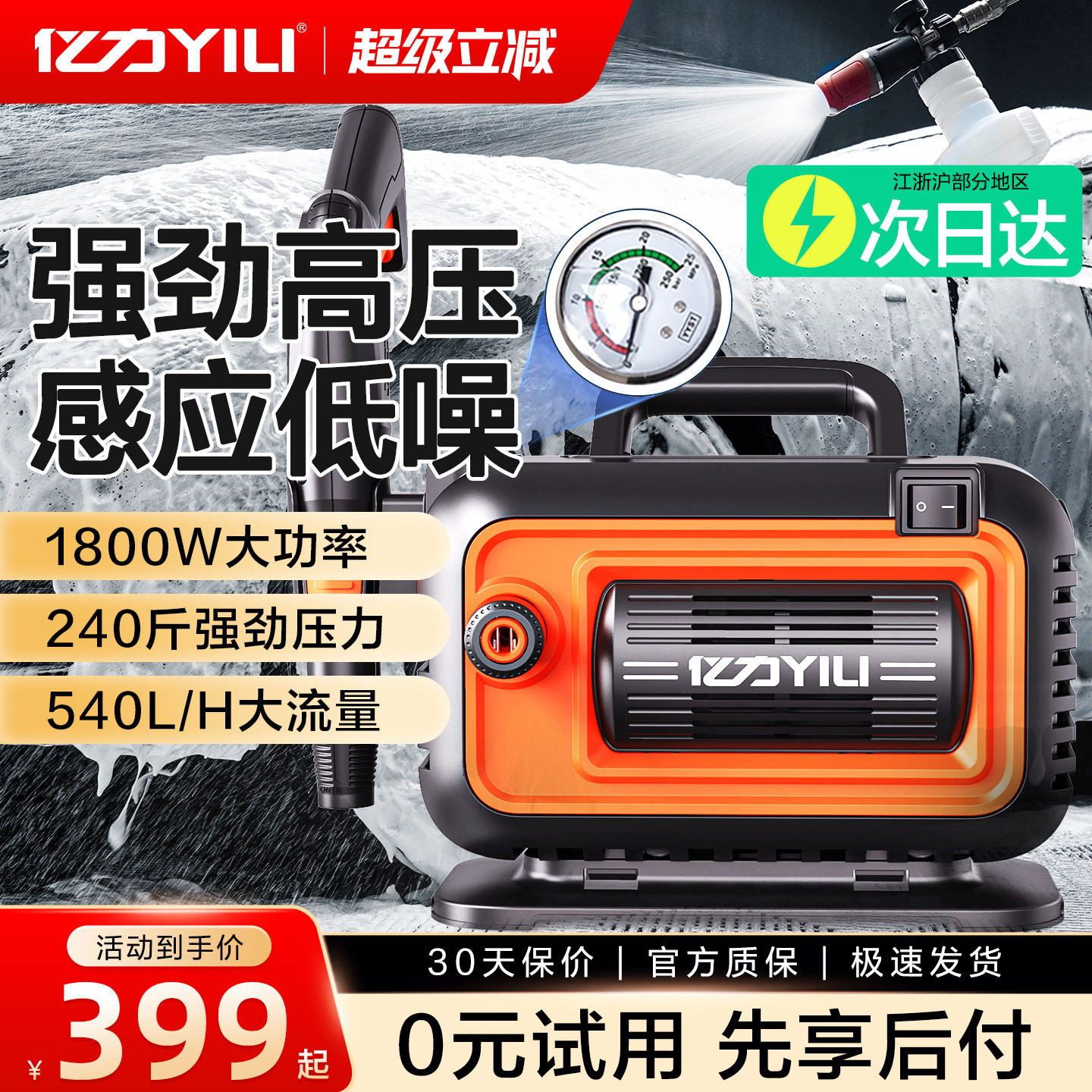 亿力4280大功率洗车机高压水枪图片