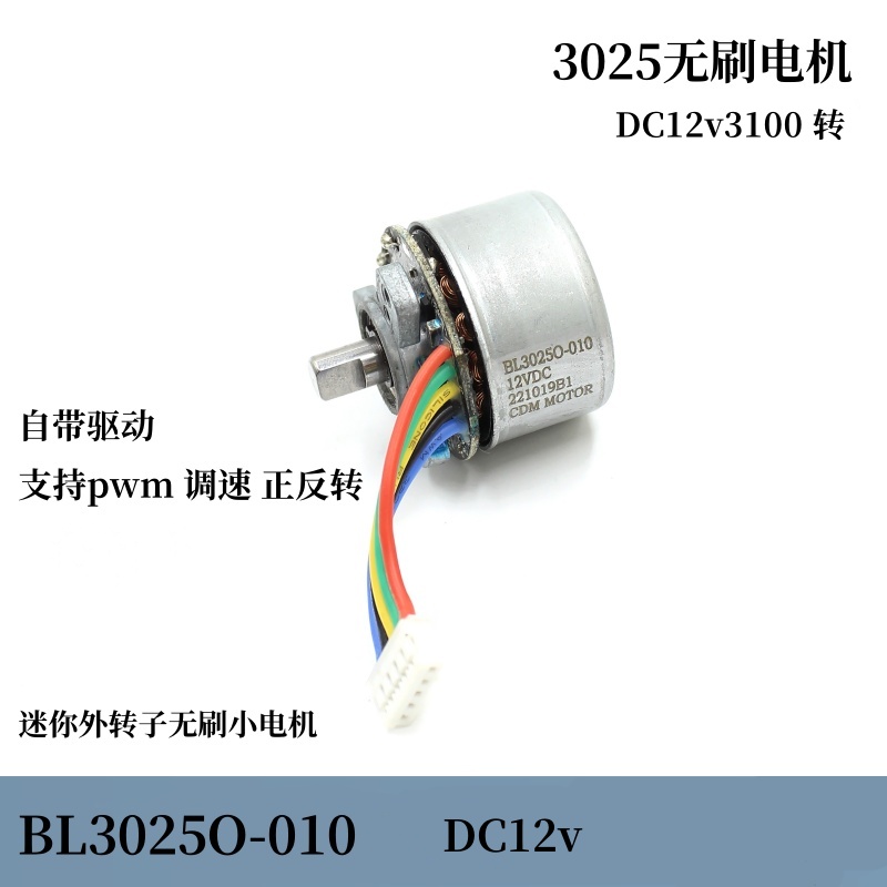 30mm外转子自带驱动无刷电机滚珠轴承DC12v3100转低速电机 D轴6mm