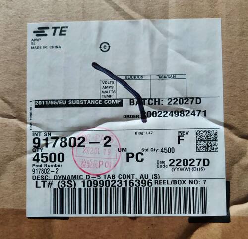 TE/泰科 917802-2 线规:14-16 AWG 动态D-5-端子连接器 原装正品