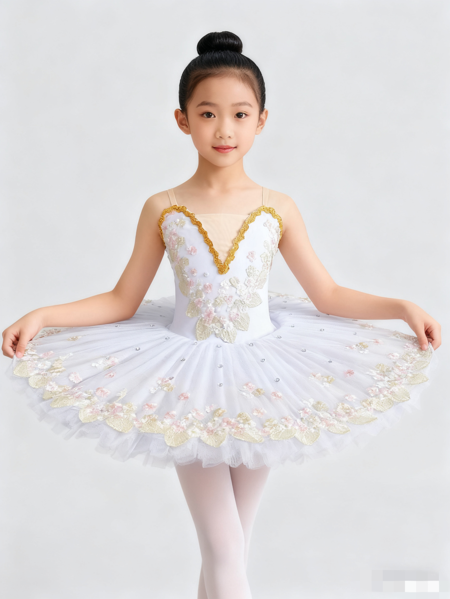 芭蕾舞裙女童蓬蓬裙儿童舞蹈服专业天鹅湖演出服白色tutu纱裙仙女