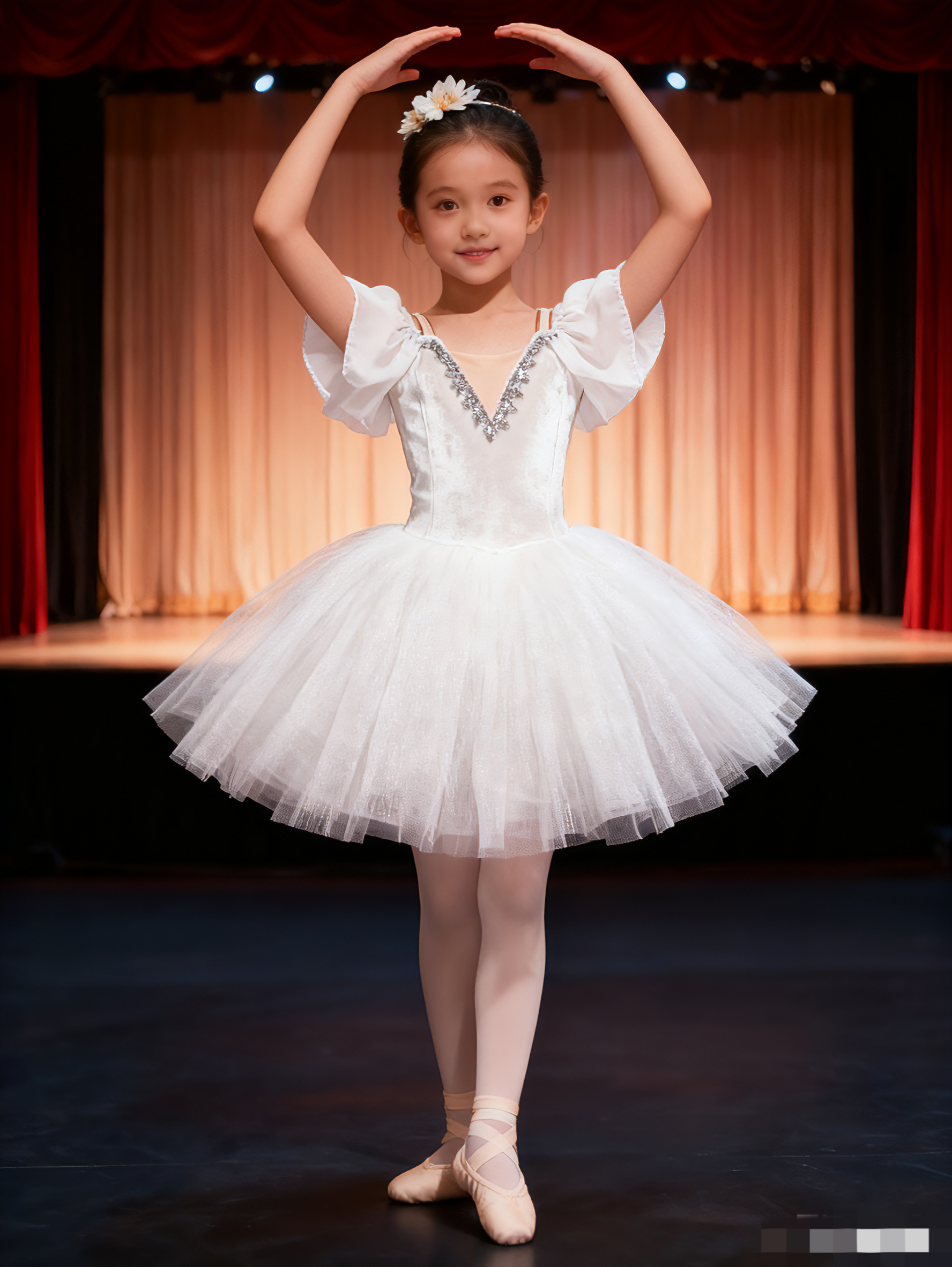 芭蕾舞剧小西尔菲德专业表演服儿童芭蕾舞裙白色蓬蓬裙长纱裙定制