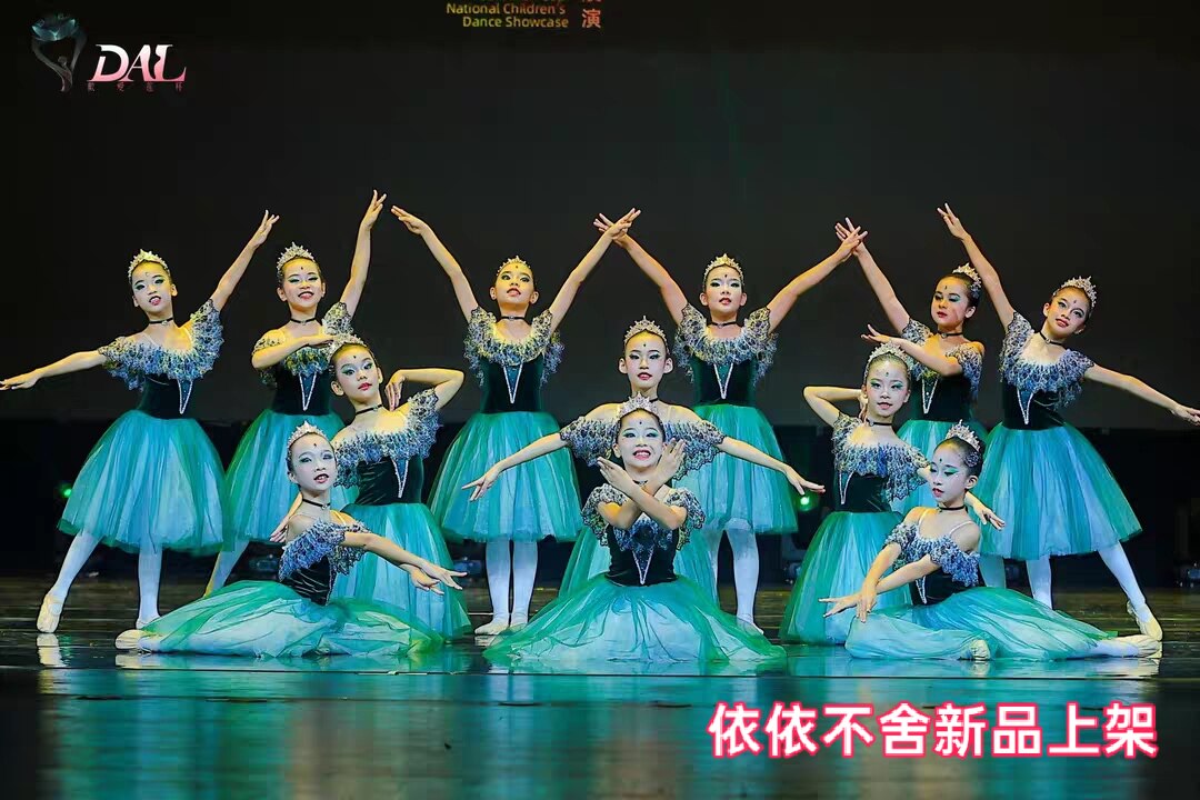 芭蕾舞蓬蓬裙儿童汇演比赛表演服墨绿色纱裙蓬蓬裙成人芭蕾演出服