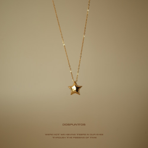 DosPuntos金色星星项链锁骨链