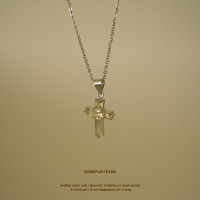 DosPuntos黄色锆石十字架项链