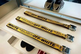 OFFWHITE工业自动扣撞色刺绣腰带皮带背带工装机能潮牌时尚ins