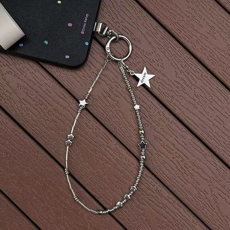 少女心银色星星吊坠ins风手机壳挂链ccd相机咕本卡册耳机装饰挂件