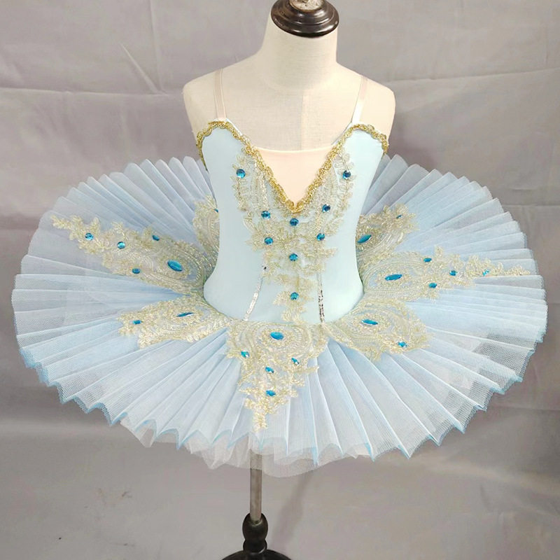 儿童芭蕾舞裙演出服女童小天鹅舞蹈裙浅蓝色蓬蓬纱裙tutu裙表演服