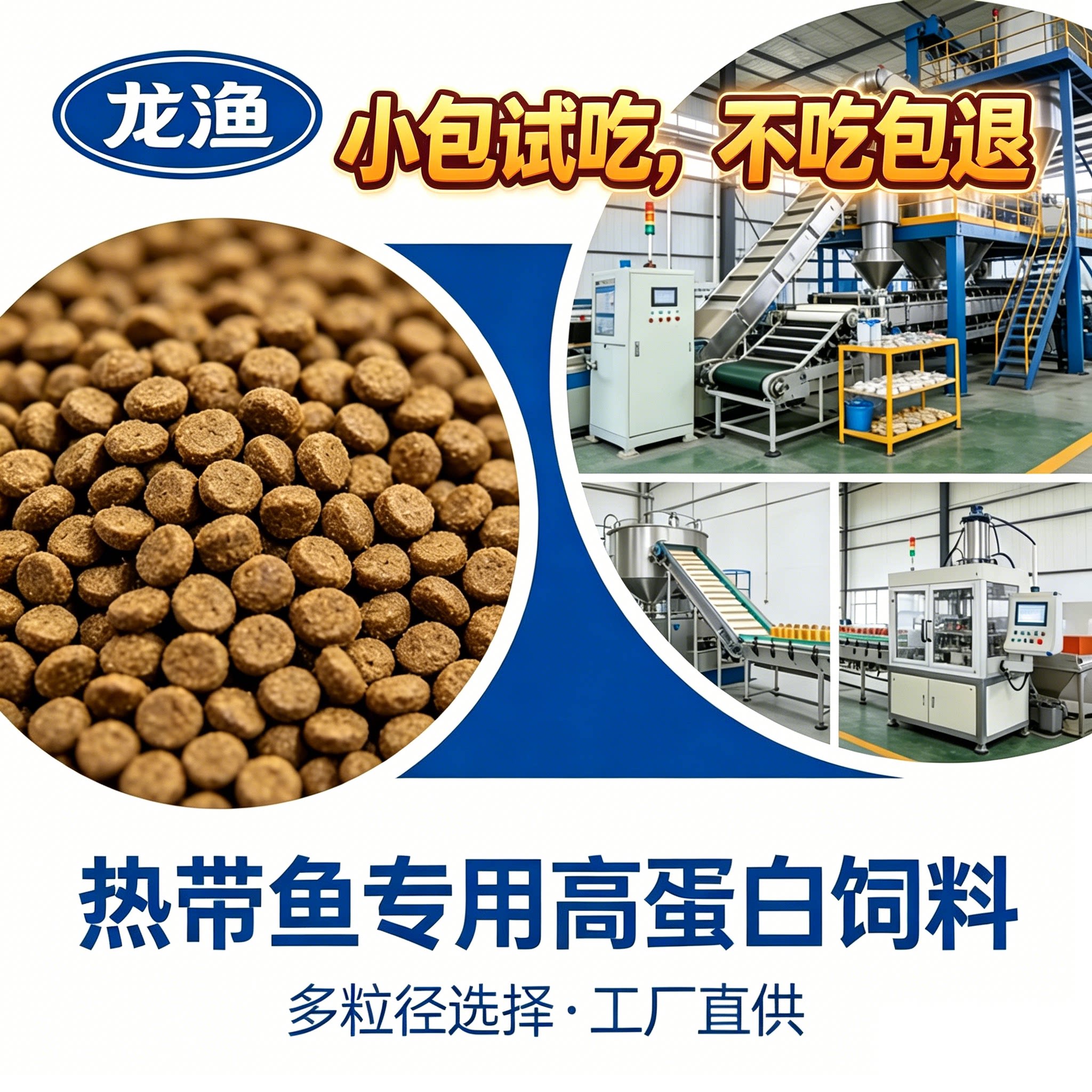 龙渔热带鱼食不吃包退上浮缓沉源头工厂小包装斗鱼孔雀斑马鱼慈鲷