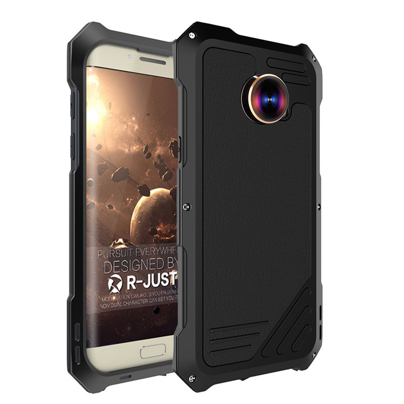 R-Just 3 in 1 Fisheye+Macro+Wide Angle Camera Lens IP54 Waterproof Dustproof Shockproof Silicone Aluminum Metal Heavy Duty Case Cover for Samsung Galaxy S7 Edge