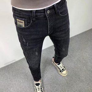 牛仔裤男修身小脚网红潮牌长裤子韩版弹力刺绣精神小伙春季裤子男