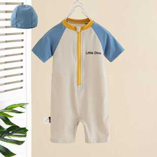 儿童游泳衣男孩男童连体2026新款 男宝小中大童防晒速干海边度假