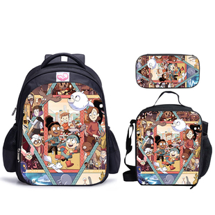 新品-希尔达 Hilda系列周边三件套-书包+餐包+笔袋卡通印花图案