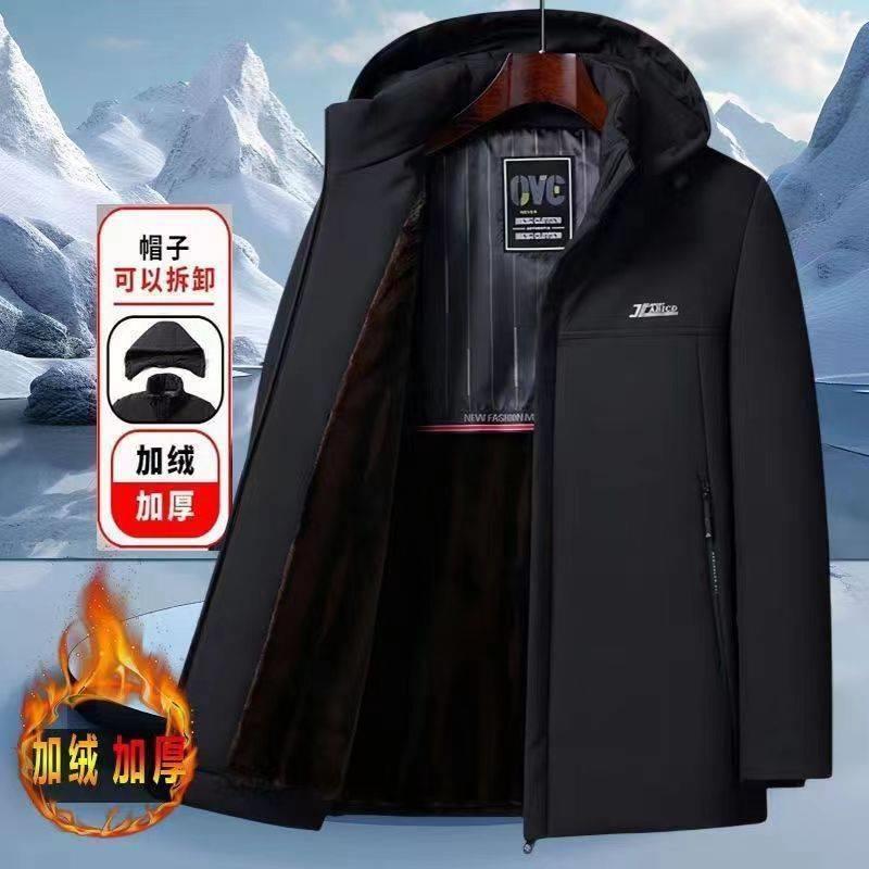 2025新款加绒派克服点击率防风保暖棉衣中老年人冬季防寒连帽外套