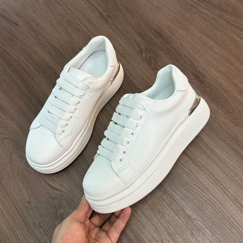 4.5CM增高厚底经典牛皮时尚小白鞋女百搭小个子洋气松糕鞋女板鞋