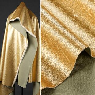 亮面镜中花皮革 金色 柔然防水皮裙皮裤软包设计师服装创意PU皮料