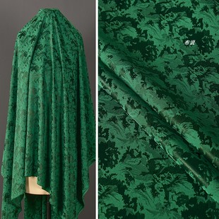 翠绿色仿醋酸提花面料 新中式古风衬衫旗袍裙子裤子服装设计布料