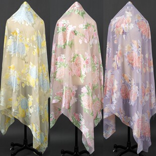 牡丹提花重工剪花面料 仙气飘飘雪纺连衣裙中式上衣透气服装布料