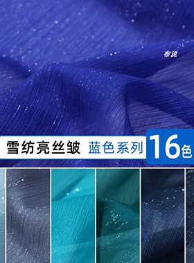 亮丝皱闪光银丝雪纺面料裙子上衣